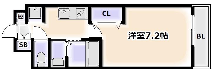 LUXE我孫子II(1K/6階)の間取り写真