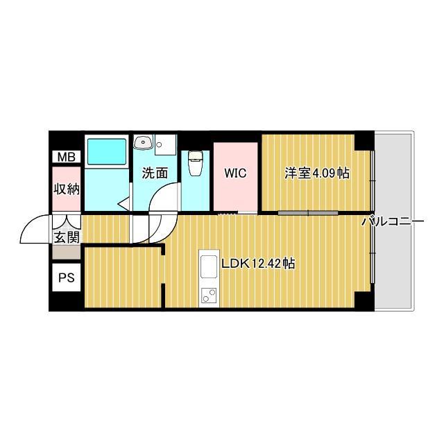 シャンホール茨木(1LDK/9階)の間取り写真