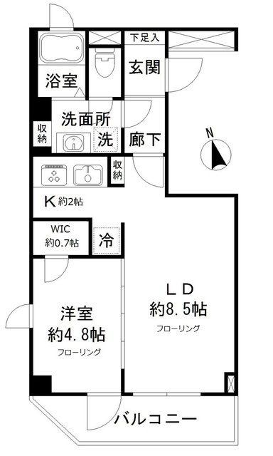 リテラス九段南(1LDK/8階)の間取り写真