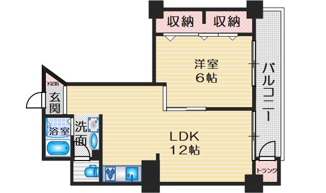 パルムハウス曽根(1LDK/2階)の間取り写真