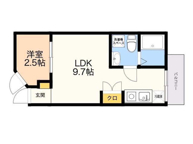 ガレット大池通(1LDK/3階)の間取り写真