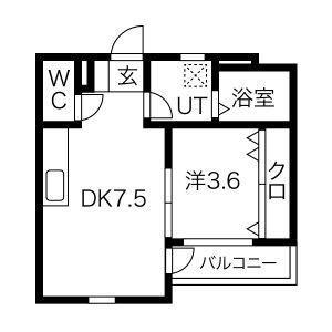 サンライズ(1DK/2階)の間取り写真