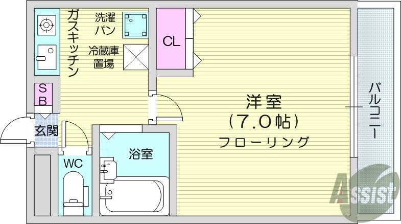 コモード・カルム河原町(1K/3階)の間取り写真