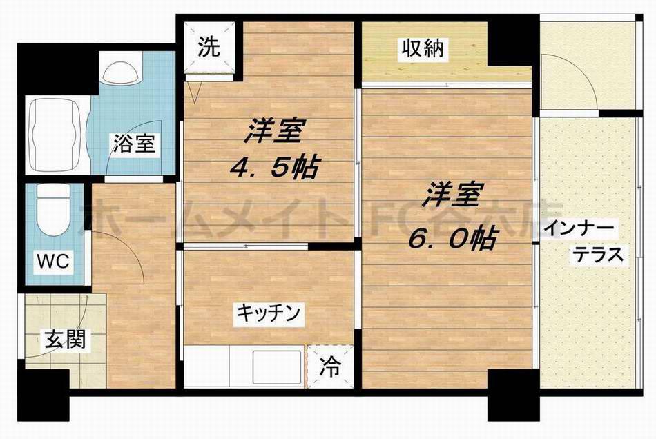 堀江テラス(2K/7階)の間取り写真