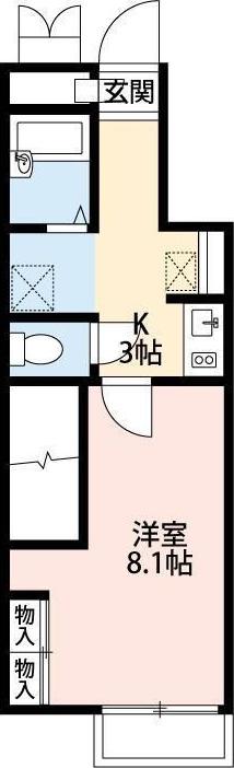 ホークII(1K/1階)の間取り写真