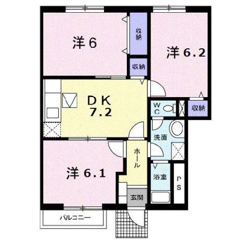 グランドソレーユA(3DK/1階)の間取り写真
