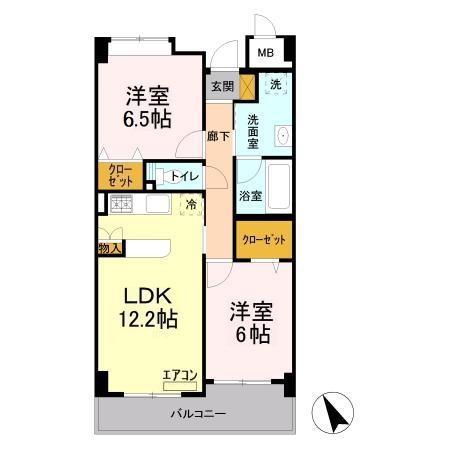 KREIZEND(2LDK/4階)の間取り写真