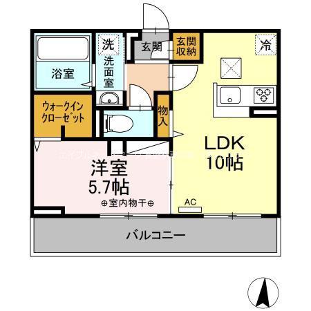 ファルコンベース若宮(1LDK/2階)の間取り写真