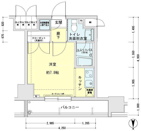 メインステージ錦糸町駅前II(1K/8階)の間取り写真
