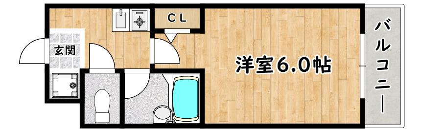 ジェイグラン(1K/2階)の間取り写真