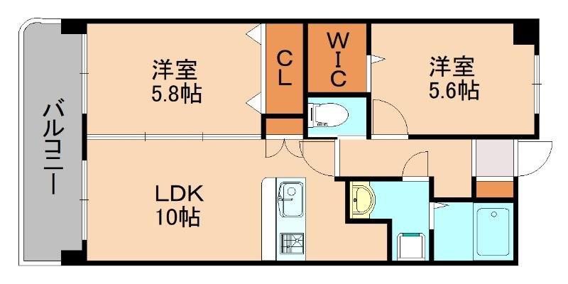 ヴェルソーIII番館(2LDK/8階)の間取り写真