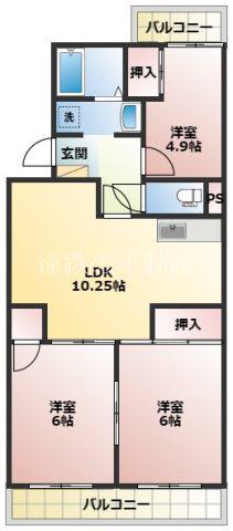 サンライズ本郷(3LDK/2階)の間取り写真