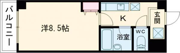 クローバーハイツIII(1K/4階)の間取り写真