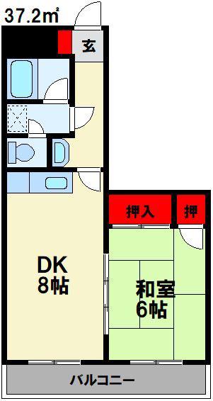ラフォーレ石橋(1DK/3階)の間取り写真