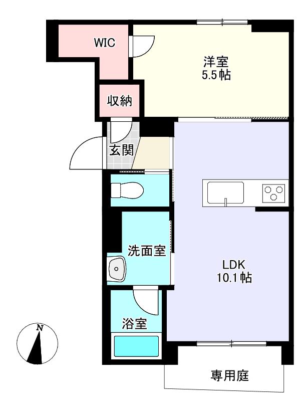 ベルフォーレII(1LDK/1階)の間取り写真