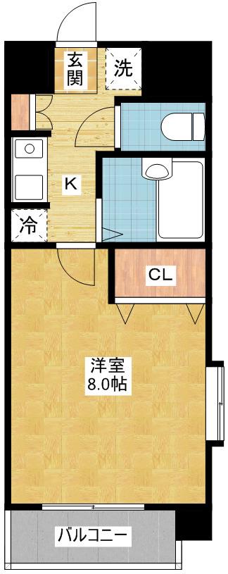 グランディール名駅(1K/4階)の間取り写真