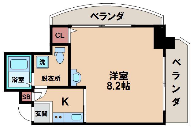 ブルービ-田辺駅前(1K/3階)の間取り写真