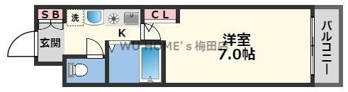 エスリード南森町駅前(1K/5階)の間取り写真
