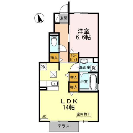 シャンベルタン(1LDK/1階)の間取り写真