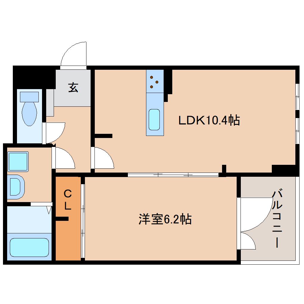 ラヴィエールI(1LDK/1階)の間取り写真