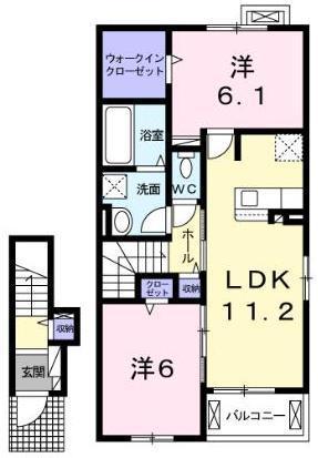 ラ フェリーチェ I(2LDK/2階)の間取り写真