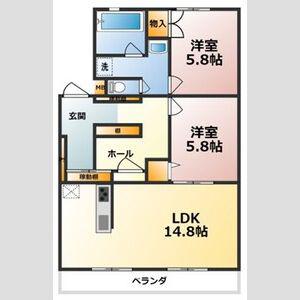 シャトー清城(2LDK/3階)の間取り写真