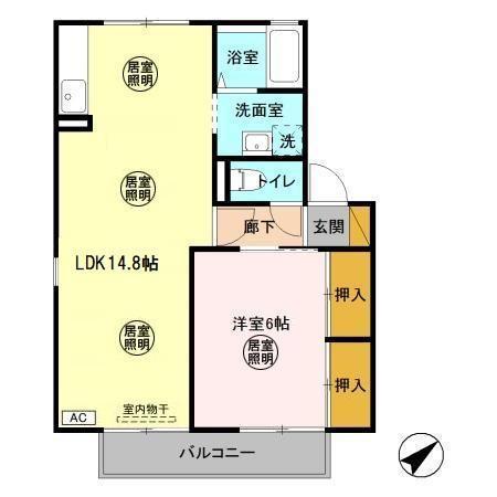 プライム長浦(1LDK/2階)の間取り写真