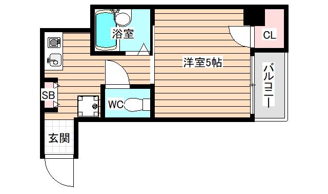 プランドールフクシマ(1K/5階)の間取り写真