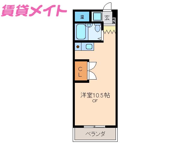 ハイツ富田II(ワンルーム/3階)の間取り写真