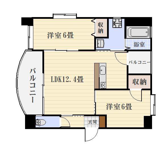 山吹壱番館(2LDK/3階)の間取り写真