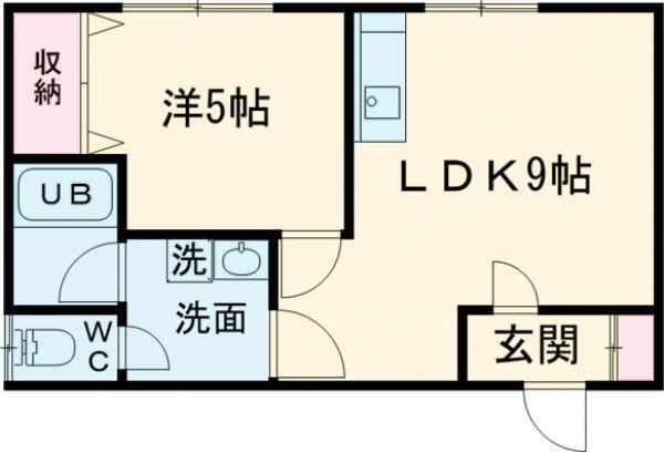 コーポ岡村(1DK/2階)の間取り写真