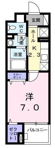 フルーヴ(1K/1階)の間取り写真
