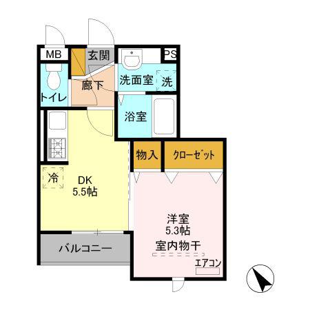 SAMIA川口元郷(1DK/3階)の間取り写真