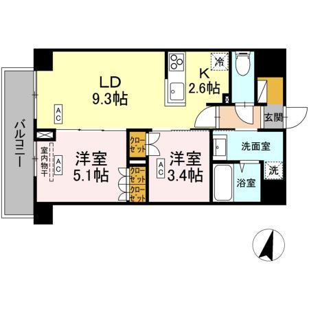ロイジェント西新井(2LDK/4階)の間取り写真