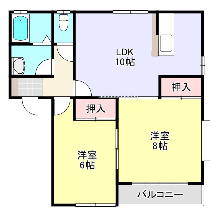 ビューパレス(2LDK/2階)の間取り写真