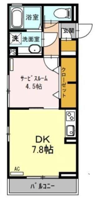 ストークヒル II(1SK/3階)の間取り写真