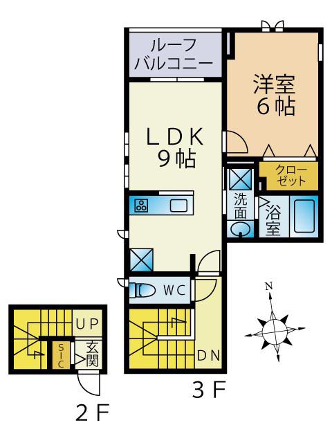 ヒルズ・アベリア(1LDK/3階)の間取り写真