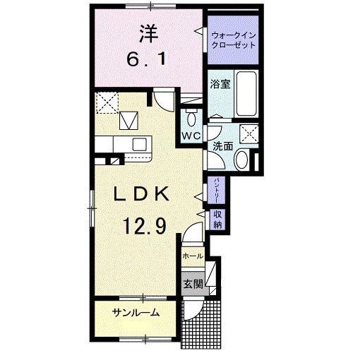 ハーモニーベル I(1LDK/1階)の間取り写真