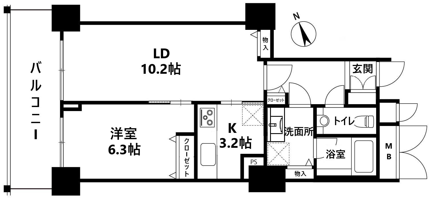 代官山アドレス ザ・タワー(1LDK/26階)の間取り写真