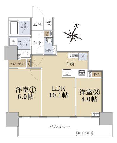 ラ・クラッセ札幌シティフロント(2LDK/10階)の間取り写真