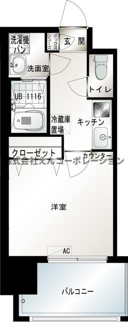 エンクレスト博多駅前III(1K/14階)の間取り写真