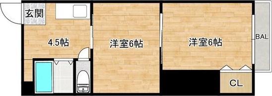 第ニ翡翠苑(2K/5階)の間取り写真