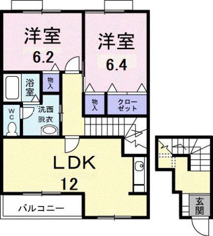 さくらヒルズ(2LDK/2階)の間取り写真