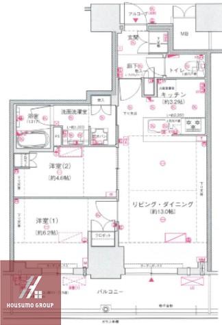 ジオタワー大阪十三(2LDK/12階)の間取り写真