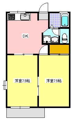 DUECASA(2DK/2階)の間取り写真