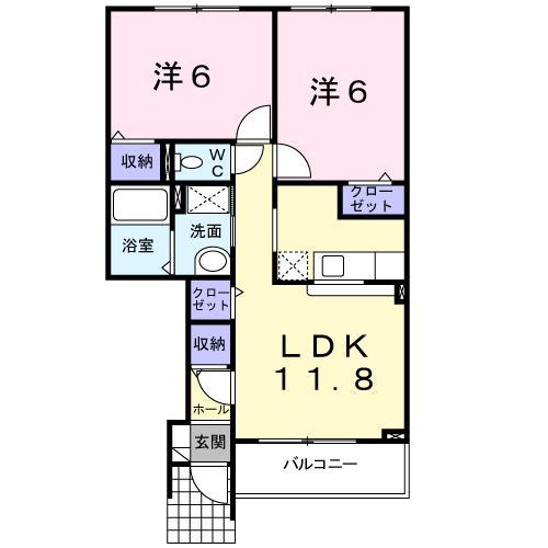 グレイスヴィラサンヨー(2LDK/1階)の間取り写真