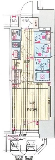 プレサンス扇町駅前(1K/7階)の間取り写真