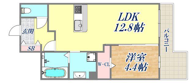 カームテラス甲子園口(1LDK/1階)の間取り写真