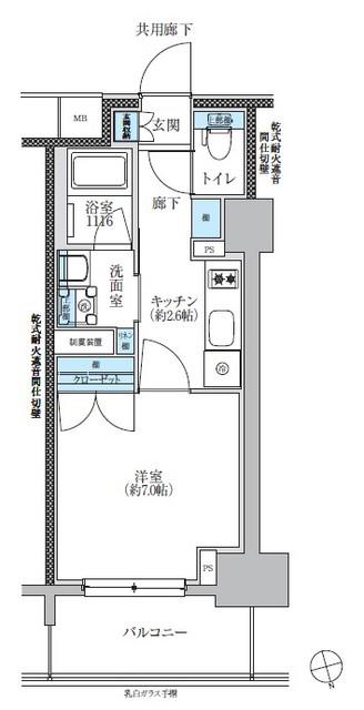 TENAS池下(1K/8階)の間取り写真