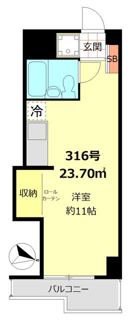 カーサ大島(ワンルーム/3階)の間取り写真